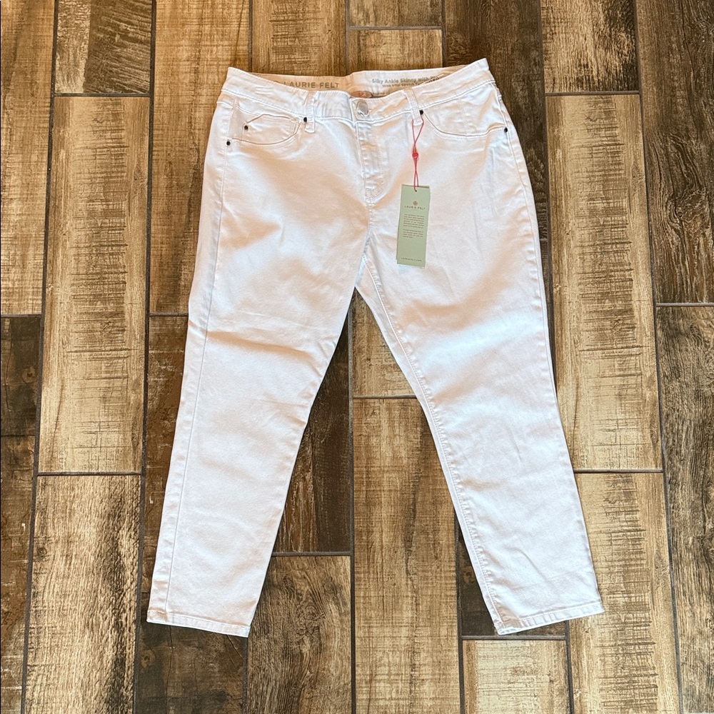 NWT Laurie Felt Silky Denim White Slim Ankle Jeans - LP